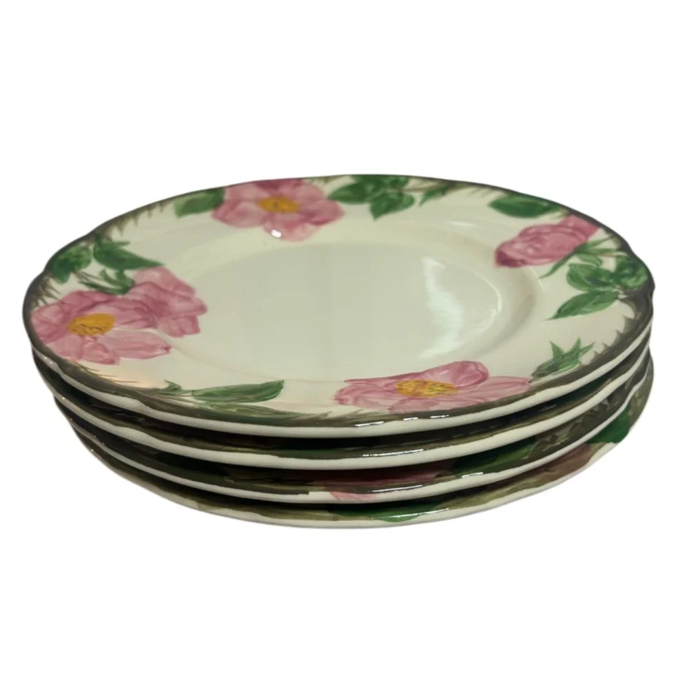 Franciscan Desert Rose 8” Salad Plate Vintage Hand Painted Dishes USA Made Cream